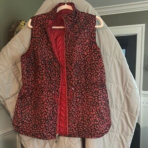 Chico's Red and Black Leopard Print Vest